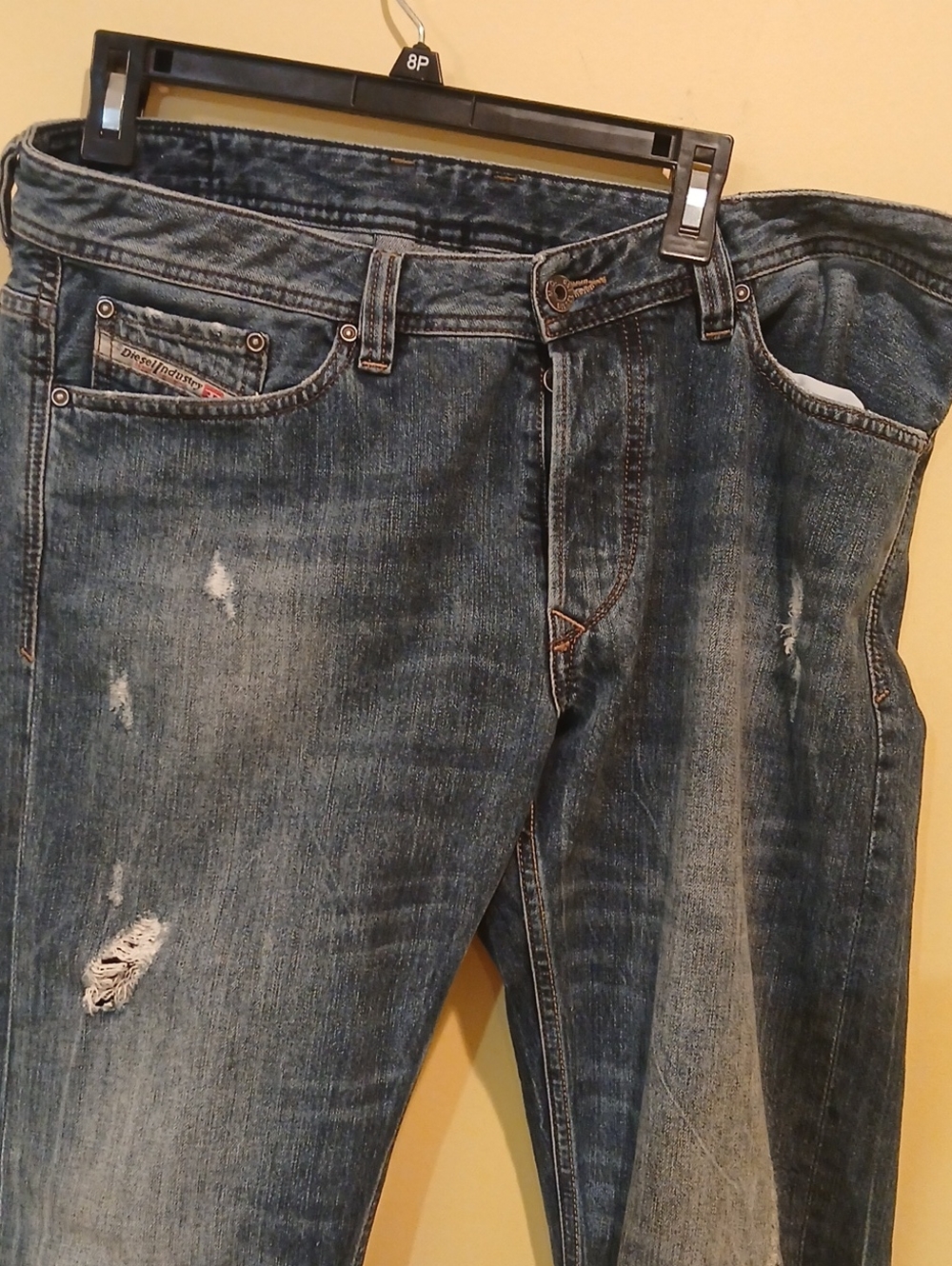 Diesel Men's Distressed Blue Straight Jeans